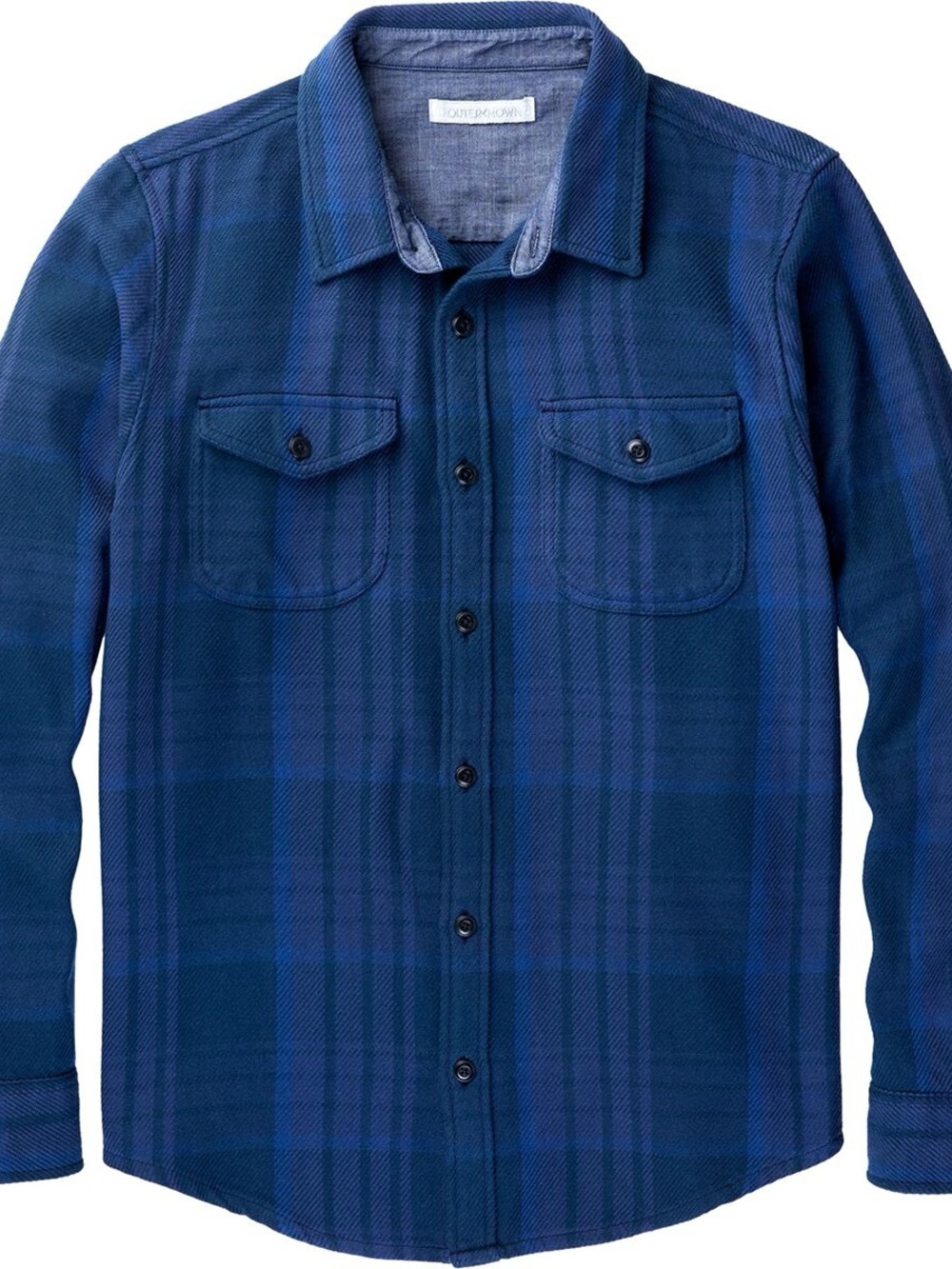 Outerknown Blanket Shirt Organic Cotton Blue Plaid Button-Up Overshirt XL